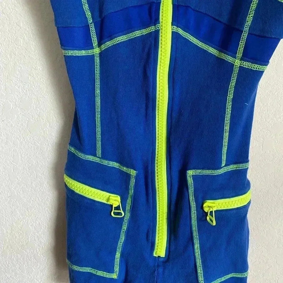 Capsulle Ribbed Neon Accent Mini Short Sleevelesa Romper Streetwear Loungewear S - Picture 6 of 10